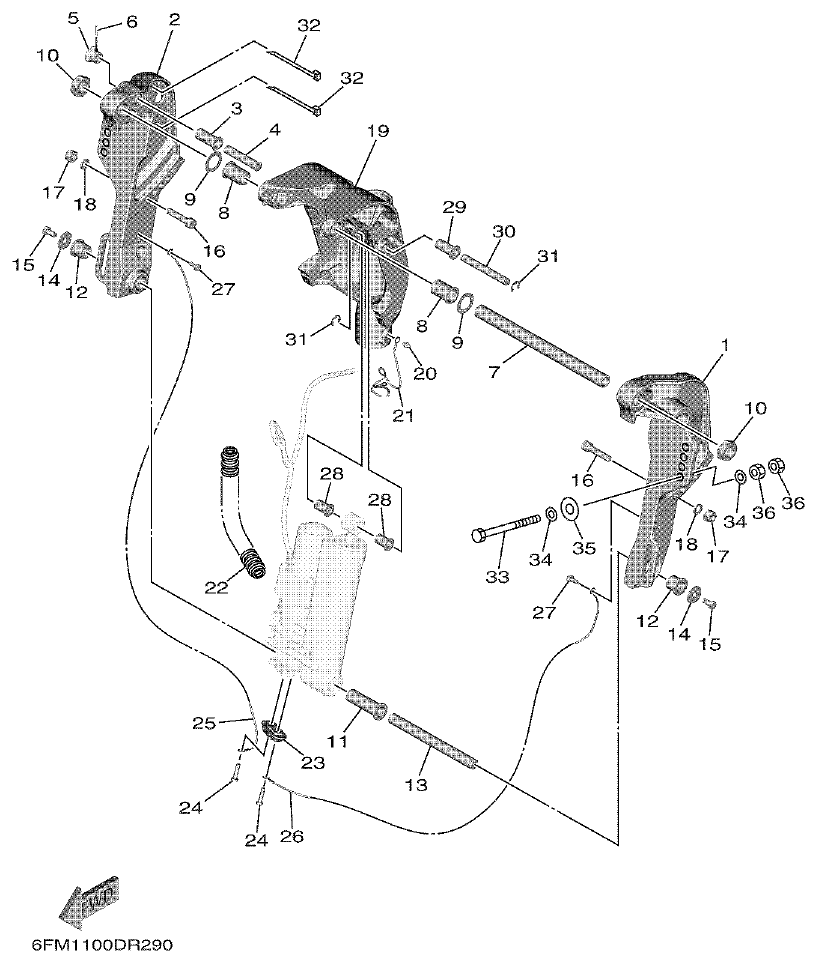Yamaha F25G BRACKET 2 parts diagram
